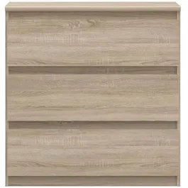 Chelsea Commode 3 tiroirs chêne - 77,2 x 42 x 79,9 cm (L x P x H) - Meuble de rangement en panneaux de particules