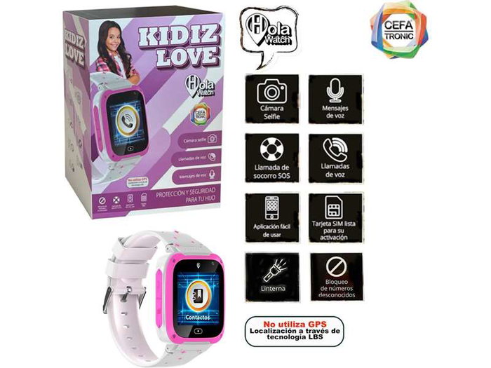 Holawatch - Montre connectée / Smartwatch pour enfants Urban Love - Rose - Taille M - Communication et localisation - À partir de 6 ans