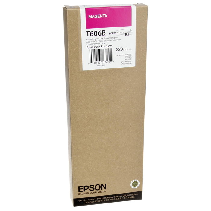 Epson Cartouche d'encre Magenta T606 220ml pour Stylus Pro 4800 Epson Cartouche d'encre Magenta T606 220ml pour Stylus Pro 4800