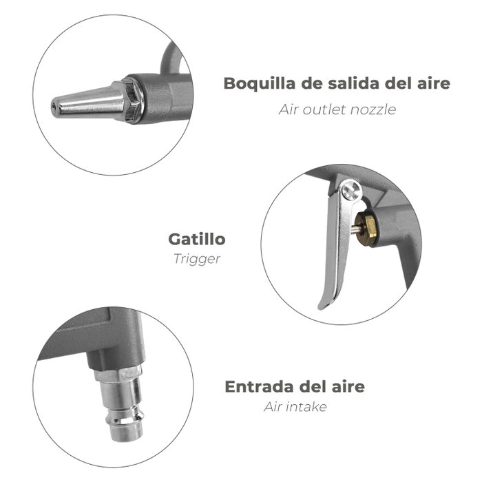 WOLFPACK LINEA PROFESIONAL Pistolet de soufflage d'air comprimé avec adaptateur rapide