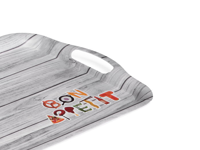 Kinvara Plateau Mélaminé 42x27 cm Assorti Couleurs (Vert, Gris, Rouge, Orange) (Set de 18)