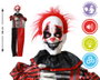 BigBuy Home Clown Suspendu avec Cheveux Rouges, Costume à Rayures, Lumière et Son (100cm)