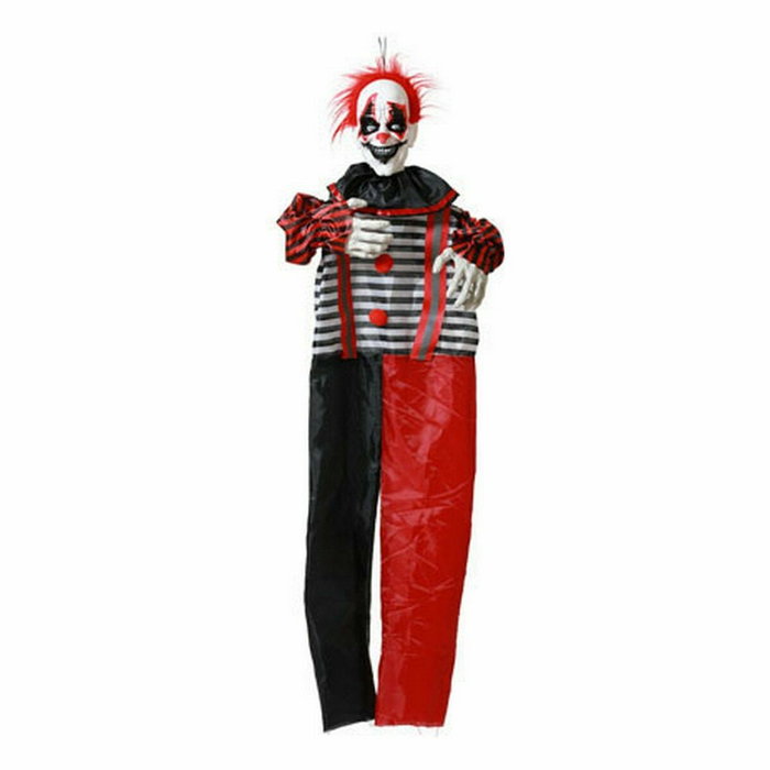 BigBuy Home Clown Suspendu avec Cheveux Rouges, Costume à Rayures, Lumière et Son (100cm)