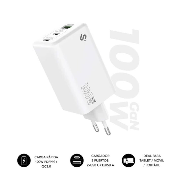 Chargeur de voiture Subblim SUBCHG-6G1003 Blanc 100 W 120 W Chargeur de voiture Subblim SUBCHG-6G1003 Blanc 100 W 120 W