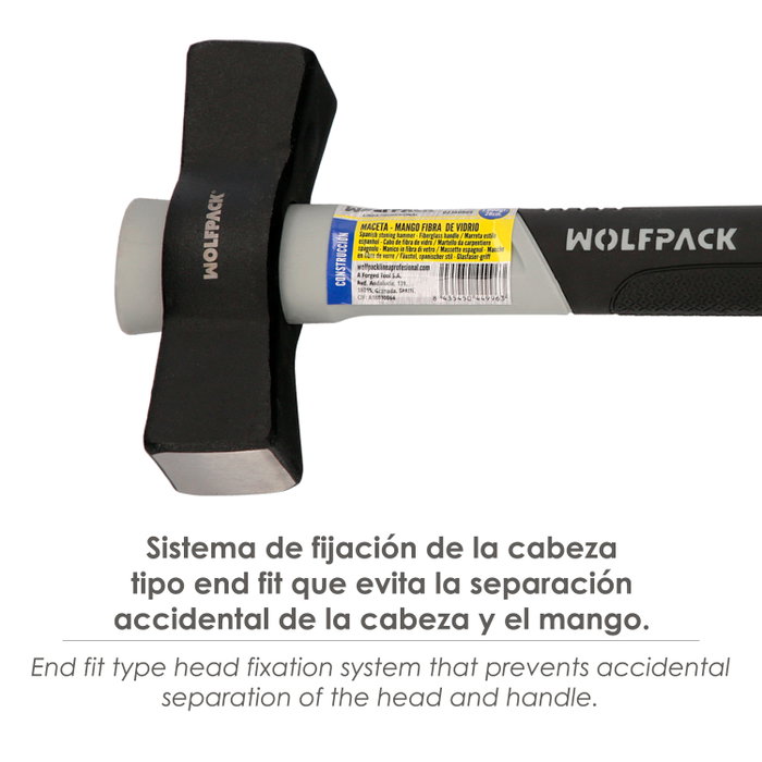 WOLFPACK LINEA PROFESIONAL Maceta de maçon 1000 g manche fibre de verre WOLFPACK LINEA PROFESIONAL Maceta de maçon 1000 g manche fibre de verre
