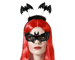 Atosa Set d'antennes et masque noir avec chauves-souris pour Halloween