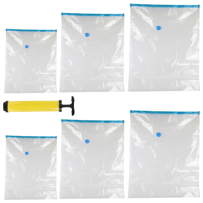 Idebox Jeu de 6 Sacs de Compression sous Vide avec Pompe