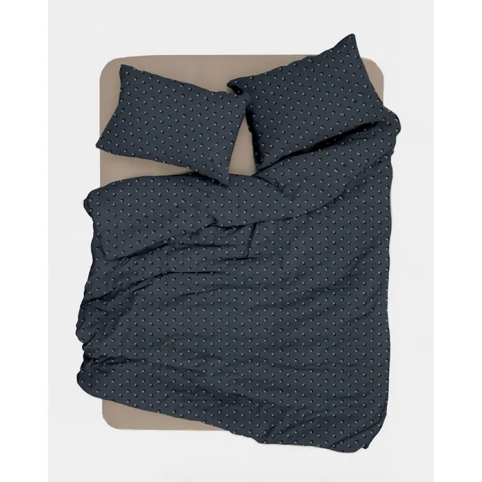 Parure de lit King Size Noir / Gris avec housse de couette et 2 taies d'oreiller