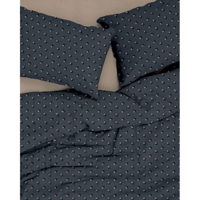 Parure de lit King Size Noir / Gris avec housse de couette et 2 taies d'oreiller