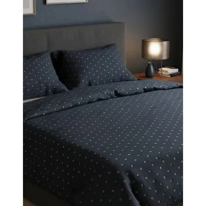 Parure de lit King Size Noir / Gris avec housse de couette et 2 taies d'oreiller