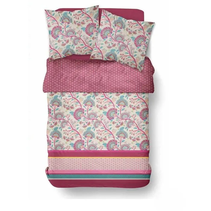 Today Parure de Lit Coton Imprimé Floral Rouge Bordeaux 140 x 200 cm
