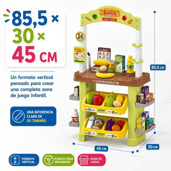 Jugatoys - jugahome Mini Supermarché avec panier, balance et accessoires