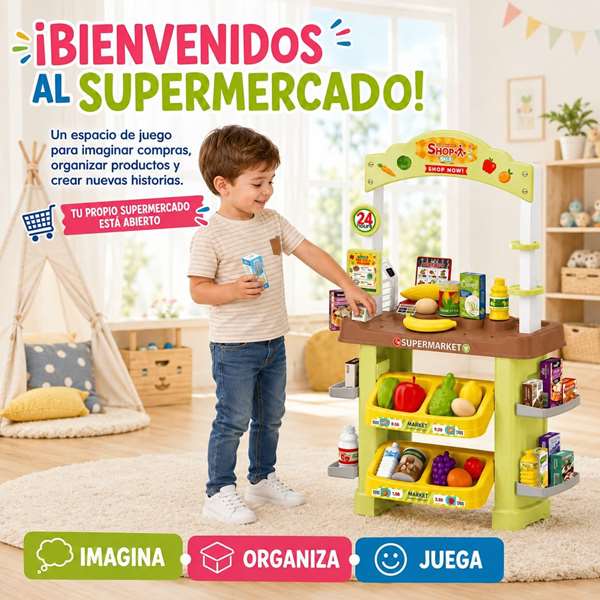 Jugatoys - jugahome Mini Supermarché avec panier, balance et accessoires
