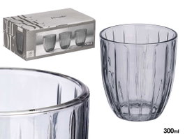 Vivalto Verre à Eau Rayé Gris 300 ml 8,5 x 9,5 x 8,5 cm (Set de 24)