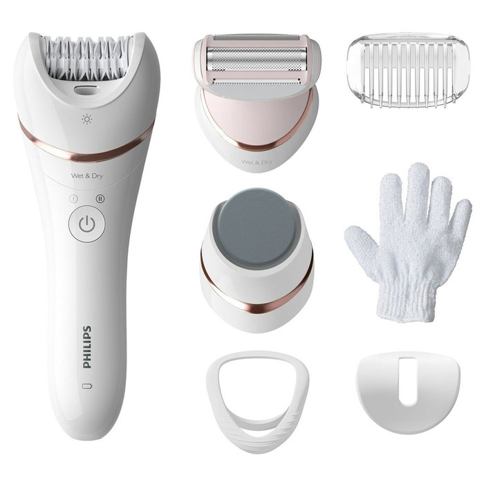 Philips Satinelle Advanced BRE730/10 - Épilateur électrique Rose et Blanc