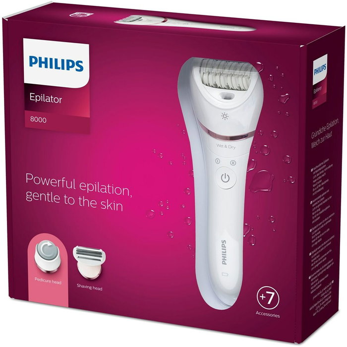 Philips Satinelle Advanced BRE730/10 - Épilateur électrique Rose et Blanc