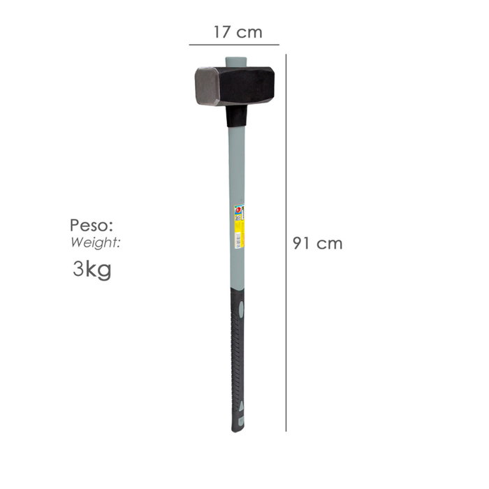 WOLFPACK LINEA PROFESIONAL Maza avec manche en fibre de verre 3 kg