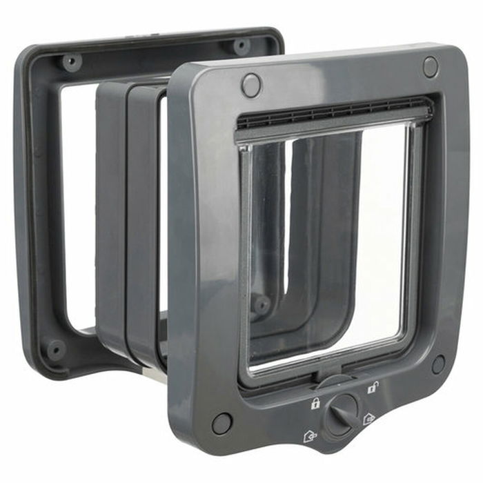 Trixie Chatnière 4 Modes avec 2 Tunnels pour Chat Intérieur, Plastique Gris, 20 x 22 cm