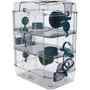 Zolux Rody3 trio - Cage à 3 étages pour hamster, souris et gerbille - Avec roues, tubes, biberon, gamelles et nid - 41 x 27 x 53 cm - Bleu