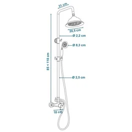 Edouard Rousseau Colonne de douche murale Retro avec robinet mitigeur mécanique - Chrome - Cartouche céramique 40 mm