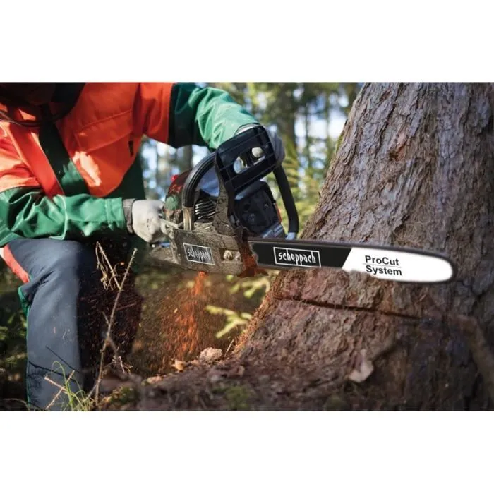 Scheppach Tronçonneuse thermique CSH46, 46 cm (46 cm³), chaîne ProCut - Idéale travaux domestiques
