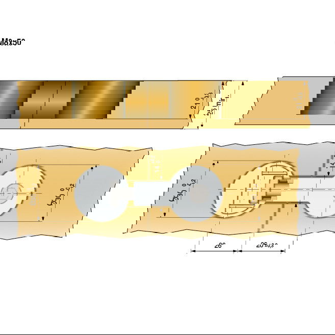 ITALIANA FERRAMENTA Union Doble Ø30 M8X150 pour plan de travail, longueur 124mm, Tecnoplastique/Acier/Zamak, finition zingué-blanc