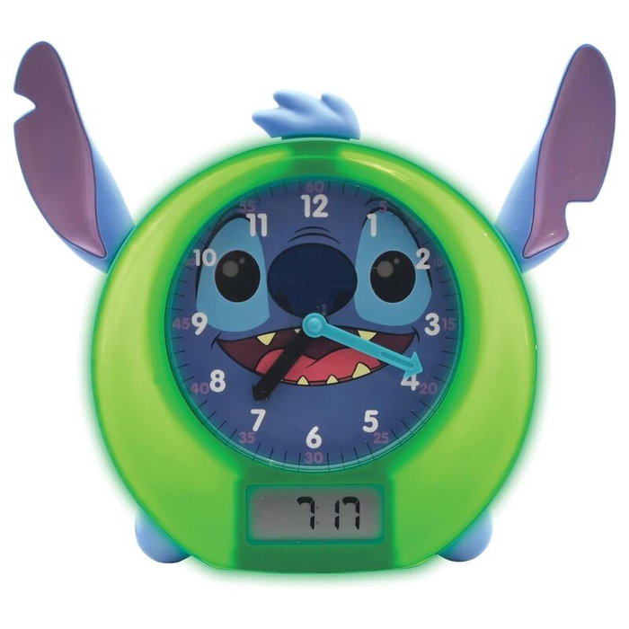LEXIBOOK Reveil Educatif et Veilleuse Disney Stitch avec 18 Melodies, Contes, Lumieres et Entraineur du Sommeil - Version Anglaise