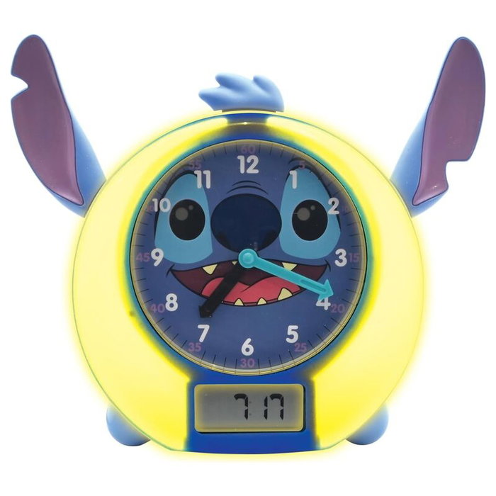 LEXIBOOK Reveil Educatif et Veilleuse Disney Stitch avec 18 Melodies, Contes, Lumieres et Entraineur du Sommeil - Version Anglaise