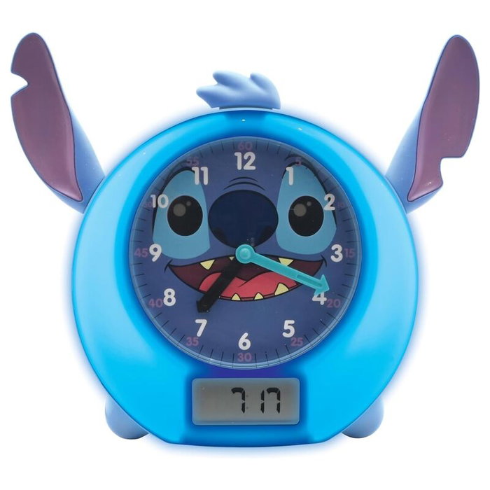 LEXIBOOK Reveil Educatif et Veilleuse Disney Stitch avec 18 Melodies, Contes, Lumieres et Entraineur du Sommeil - Version Anglaise