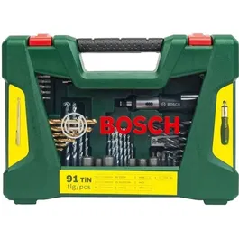 Bosch - Coffret d'accessoires V-Line 91 pièces pour perçage et vissage (forets métal/béton/bois, embouts, douilles, tournevis à cliquet, tige magnétique)