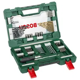 Bosch - Coffret d'accessoires V-Line 91 pièces pour perçage et vissage (forets métal/béton/bois, embouts, douilles, tournevis à cliquet, tige magnétique)