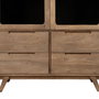 Armoire BURNIE Noir Naturel Verre Bois de manguier 107 x 40,5 x 142 cm