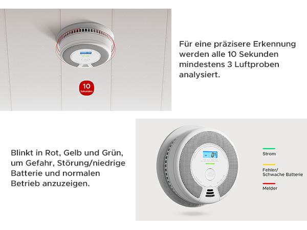 X-Sense Détecteurs de fumée et de monoxyde de carbone SC07 / ZASXS00150WEU Blanc, gris