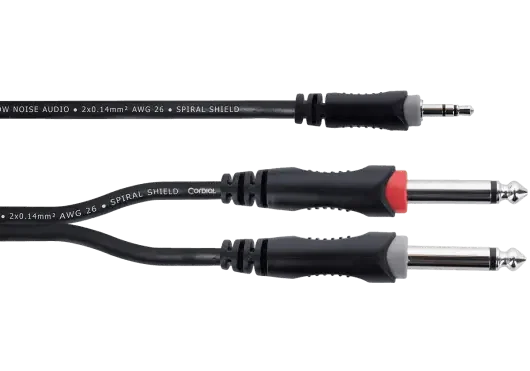 Cordial Câble Y Mini-Jack Stéréo vers 2 Jacks Mono 5 M