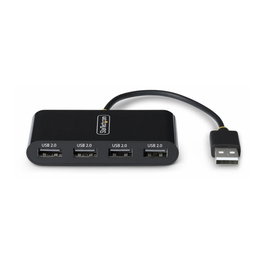 Startechcom Hub USB 2.0 4 ports, 480 Mbps, Plug and Play, compact, noir