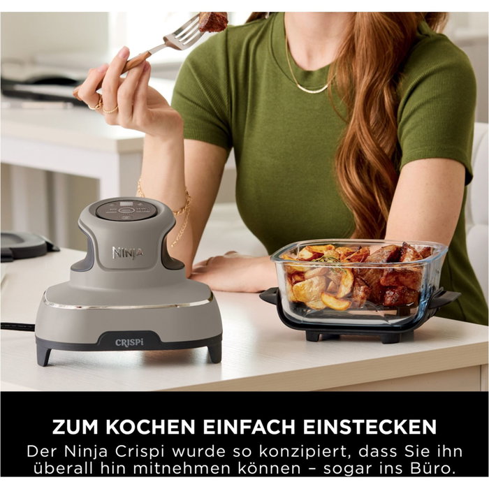 Ninja Crispi FN101EUST - Friteuse sans huile avec récipients en verre (1,4 L et 3,8 L)