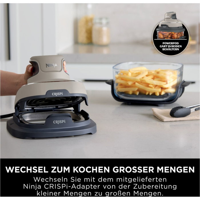 Ninja Crispi FN101EUST - Friteuse sans huile avec récipients en verre (1,4 L et 3,8 L)