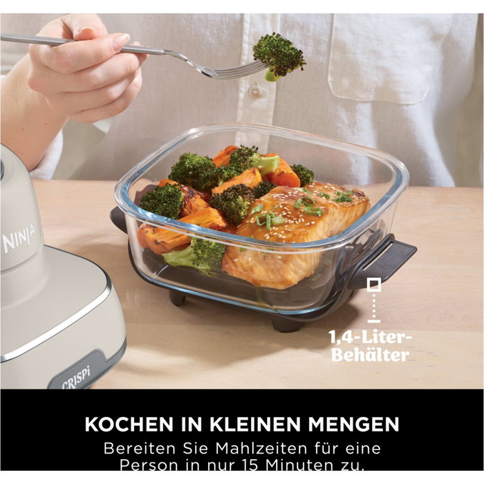 Ninja Crispi FN101EUST - Friteuse sans huile avec récipients en verre (1,4 L et 3,8 L)