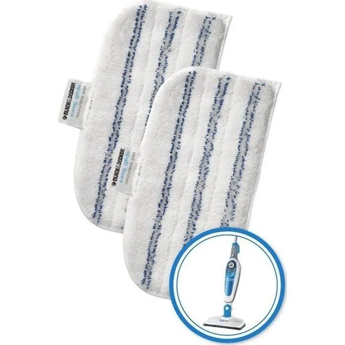 Black + Decker Lot de 2 patins rectangulaires en microfibre pour Steam Mop™ FSMP20-XJ Black + Decker Lot de 2 patins rectangulaires en microfibre pour Steam Mop™ FSMP20-XJ