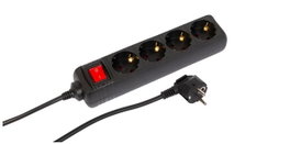 MicroConnect Multiprise électrique 4 prises Schuko avec interrupteur, protection enfant et câble 3 mètres, certifiée CE et RoHS, Noir
