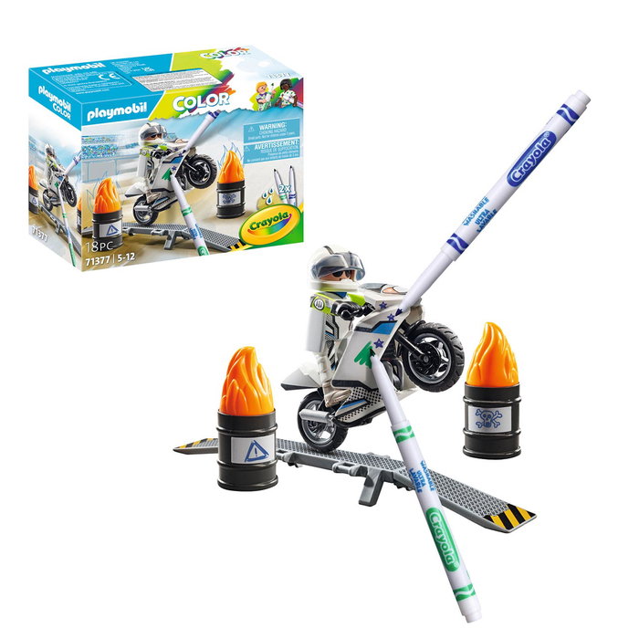 Playmobil Couleur Moto Acrobatique 71377 avec Feutres, Jouet Créatif pour Enfants 4+ Ans