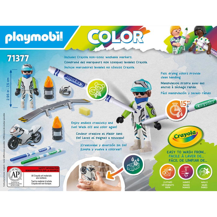 Playmobil Couleur Moto Acrobatique 71377 avec Feutres, Jouet Créatif pour Enfants 4+ Ans