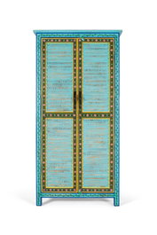 GINER Y COLOMER Armoire en bois de manguier bleu style mallorquin