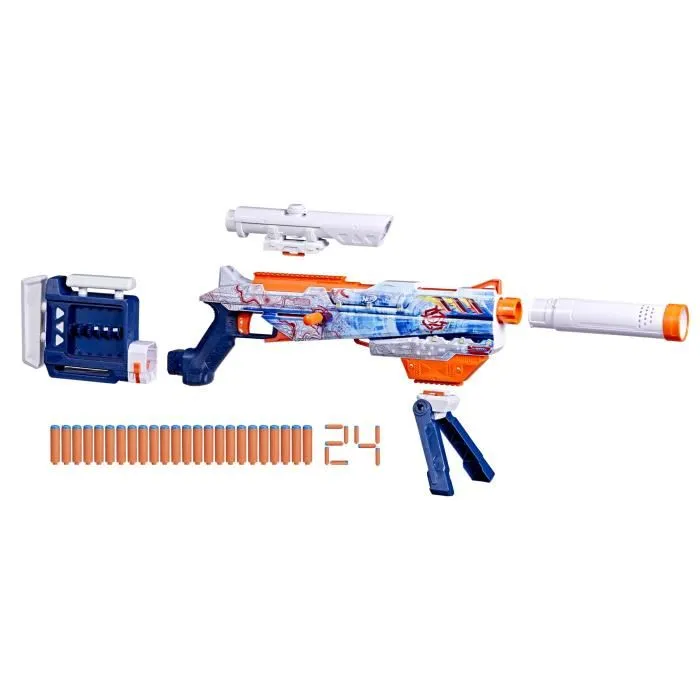 Nerf Loadout Arctic Zerostriker - Blaster à fléchettes avec 4 accessoires interchangeables, 24 fléchettes N1 et chargeur 6 fléchettes