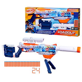Hasbro Nerf Loadout Arctic Zerostriker G1763 - Lanceur blaster avec accessoires modulables, canon, bipode, viseur, crosse et 24 dards Nerf N1 - À partir de 8 ans