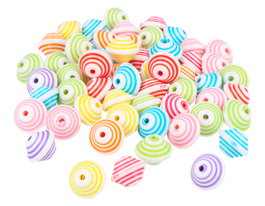 Innspiro Perles en plastique à motifs rayés multicolores 15x11mm