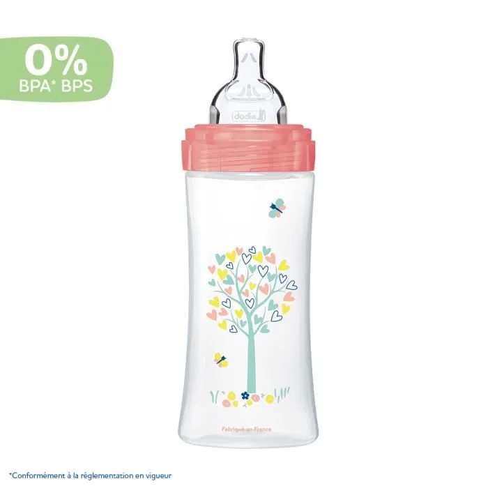 Dodie Biberon Sensation+ Anti-Coliques pour Nourrissons 6+ Mois, Tétine Plate, 330 ml, Biche Dodie Biberon Sensation+ Anti-Coliques pour Nourrissons 6+ Mois, Tétine Plate, 330 ml, Biche