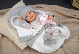 Muñecas Arias Muñeca Reborn Nadia, 40 cm, Rose avec Couverture, Poupée Réaliste pour Enfants à partir de 36 Mois