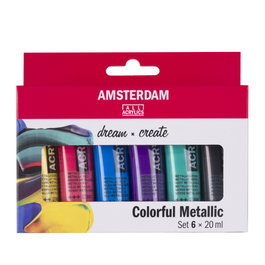 Amsterdam Coffret de peintures acryliques couleurs métalliques série Standard, 6 x 20 ml