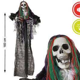 Décor - Tête de mort pendante géante avec lumière et son - 165 x 116 cm - Pour Halloween et événements